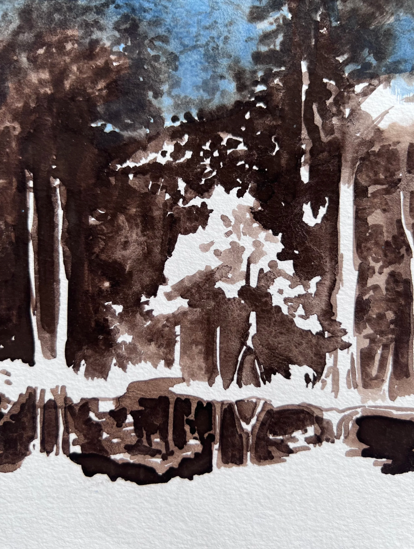 Midnight Lakeside Forest Plain Air II