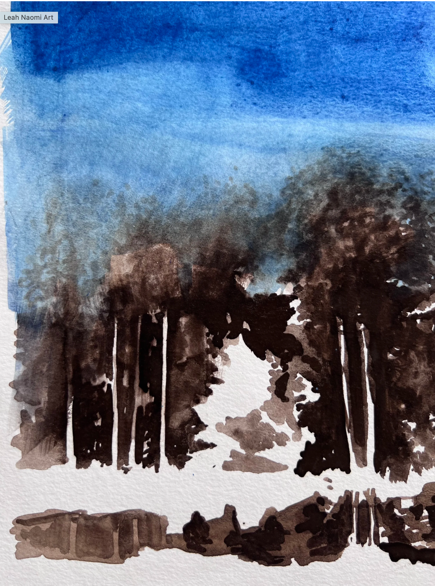 Midnight Lakeside Forest Plain Air II