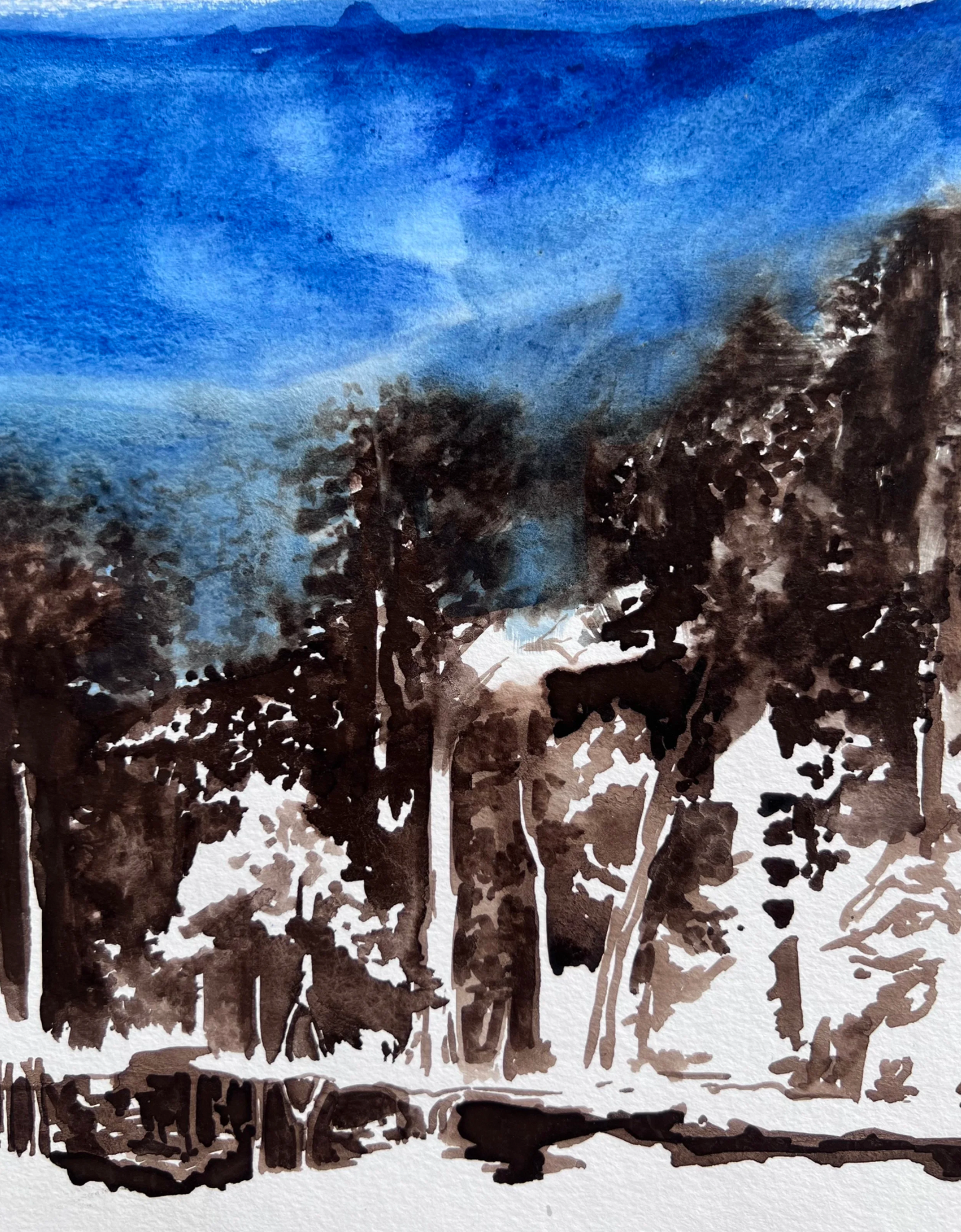 Midnight Lakeside Forest Plain Air II