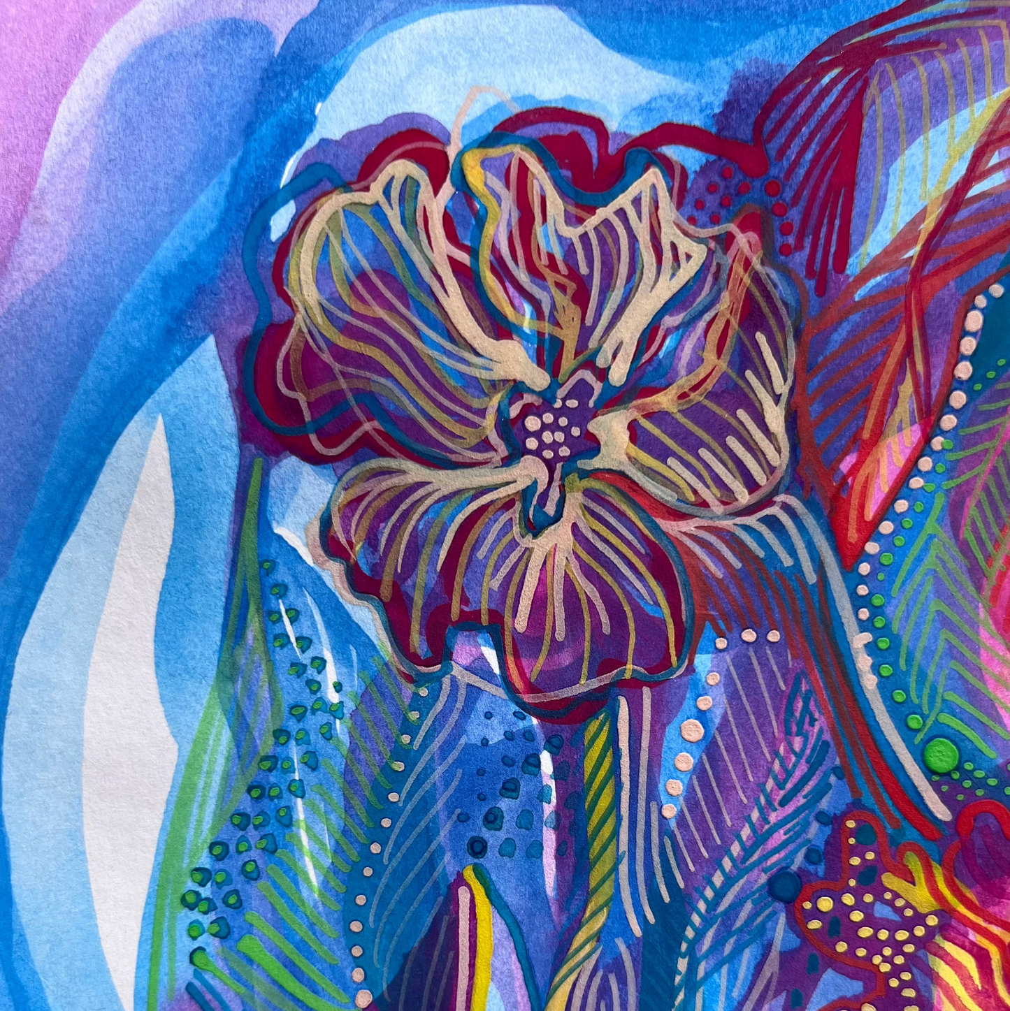 Colorful Hatched Floral