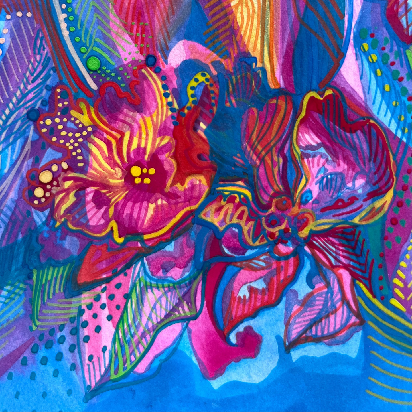 Colorful Hatched Floral