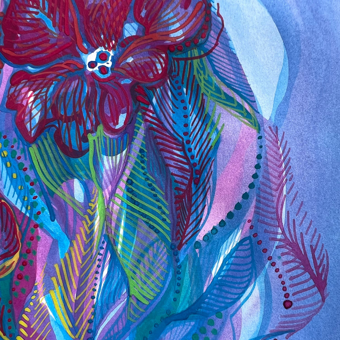 Colorful Hatched Floral