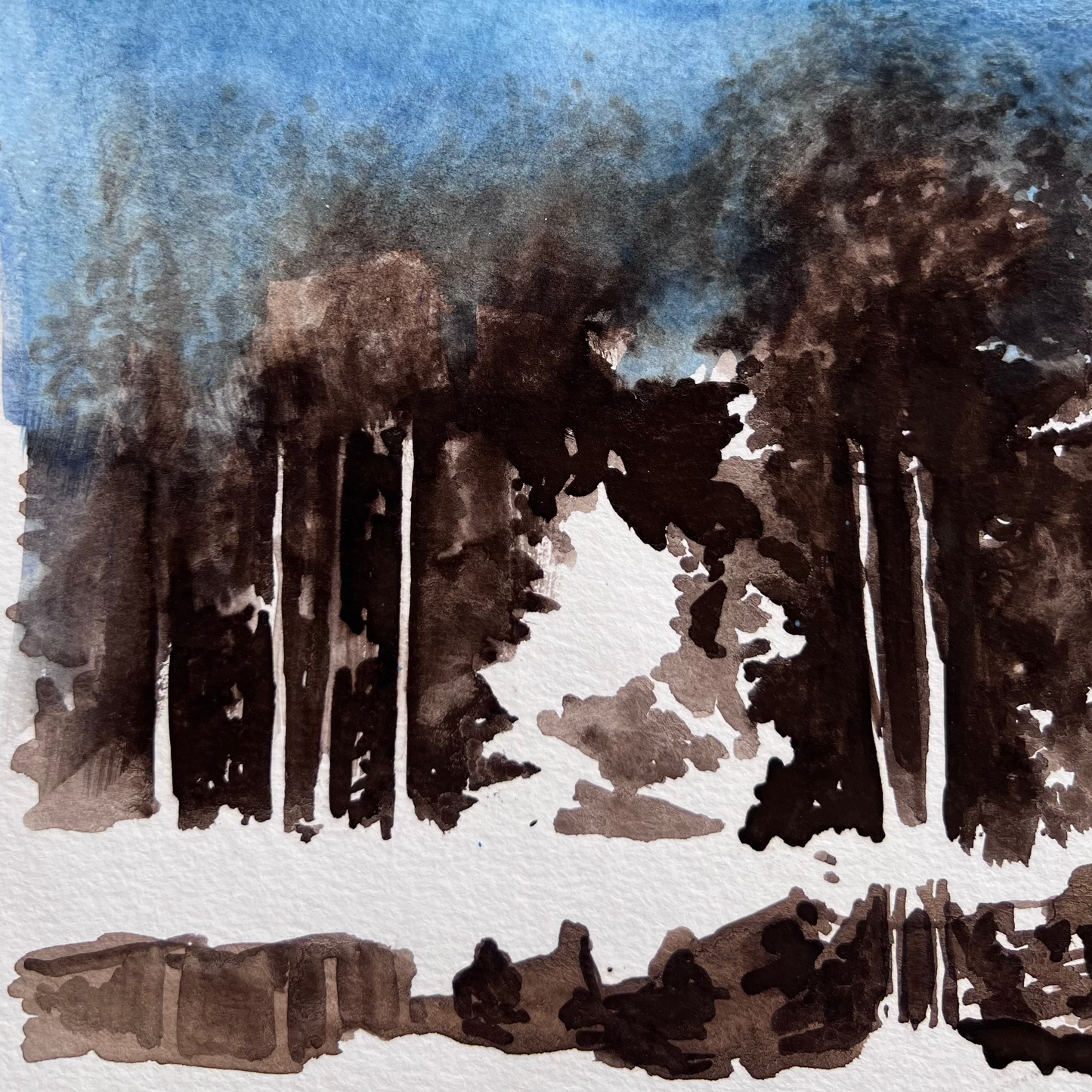 Midnight Lakeside Forest Plein Air II