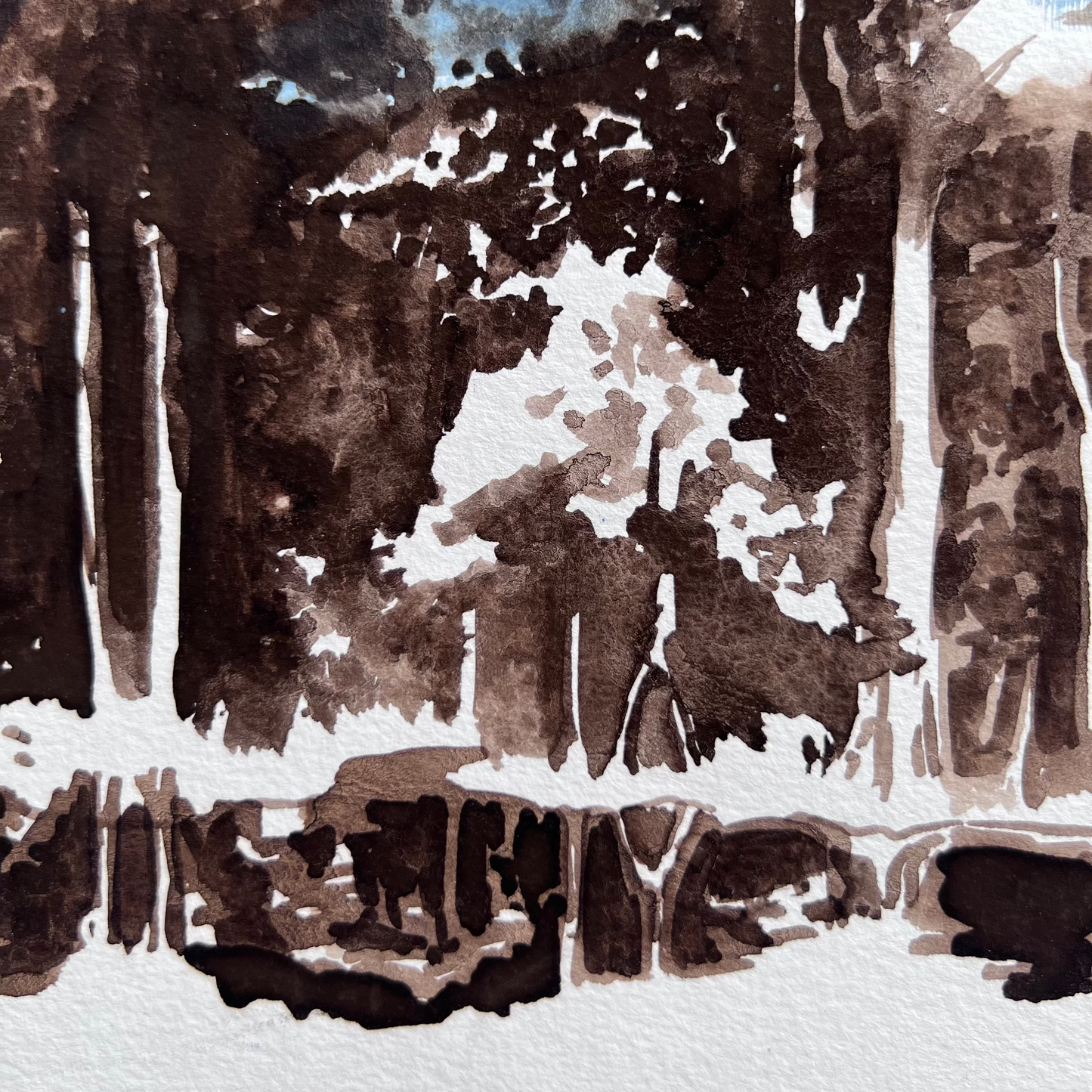 Midnight Lakeside Forest Plein Air II