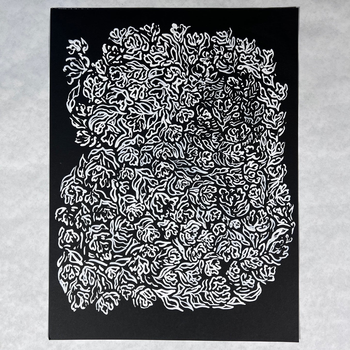 White Floral Ink Illustration