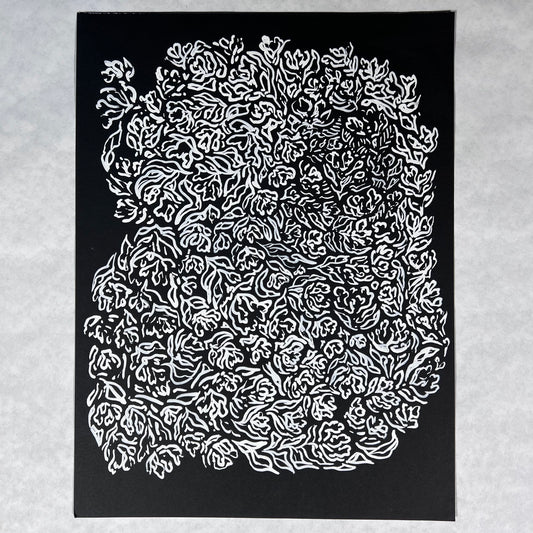White Floral Ink Illustration
