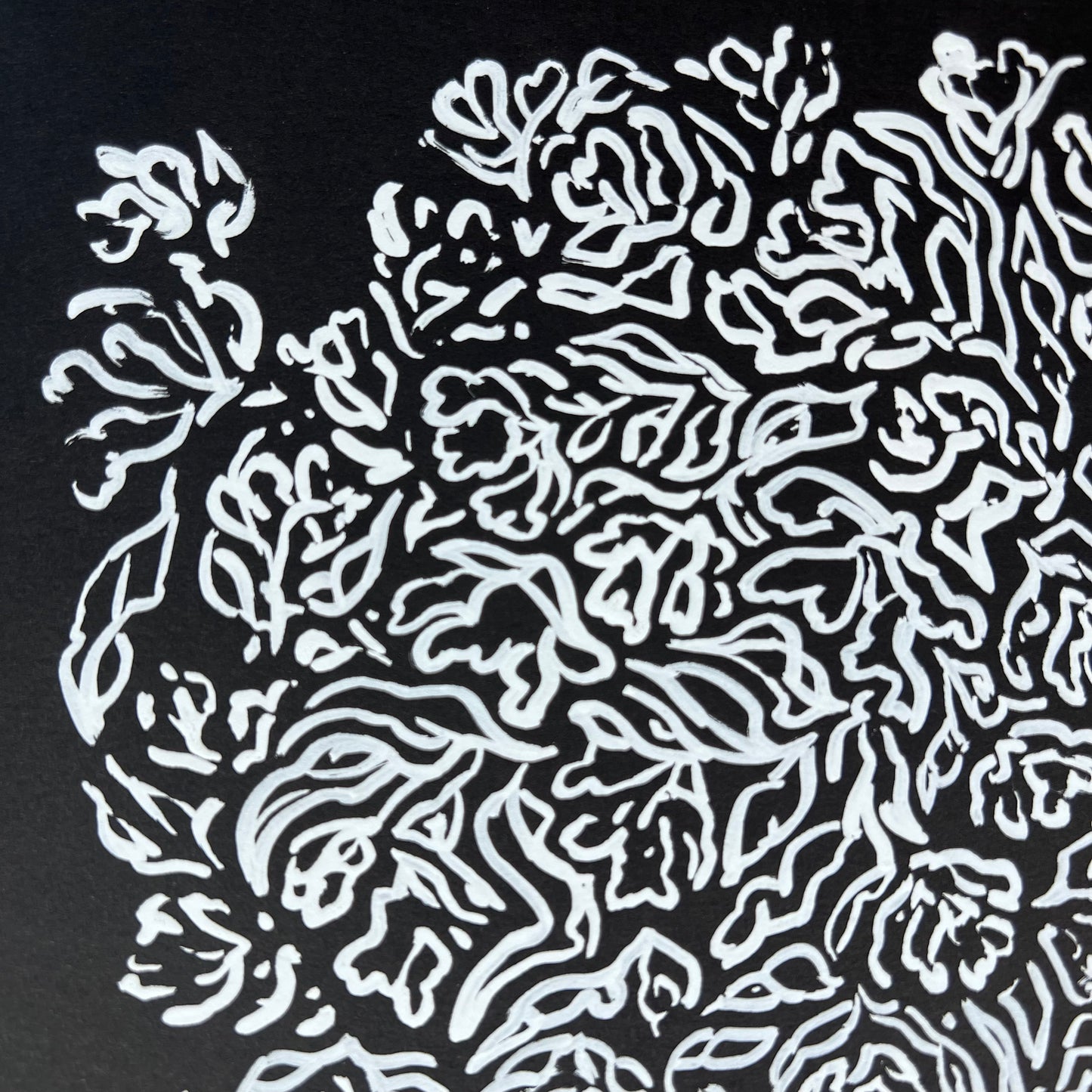 White Floral Ink Illustration