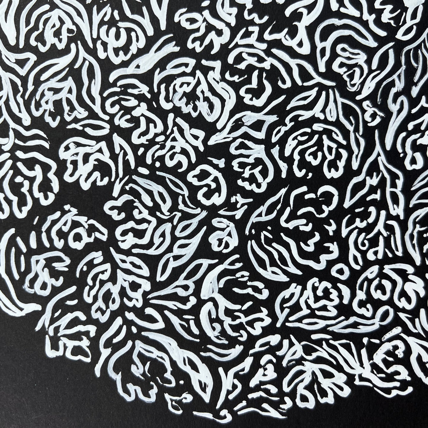 White Floral Ink Illustration