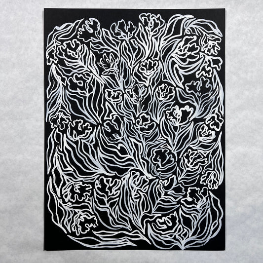 White Floral Ink Illustration II